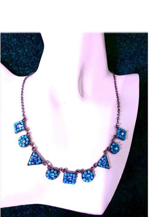 Jewelry - 🎁 Reversible Turquoise & Silver Geometric Necklace – Statement to Minimalist